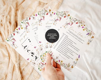 Wildflower Bridal Shower Games Template, Bridal Shower Games Bundle, Boho Bridal Games Pack Bridal Shower Games Floral Bridal Games