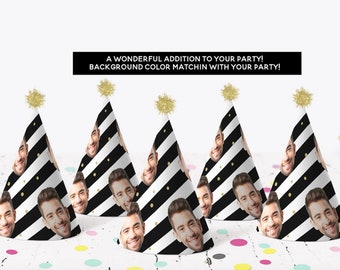 Printable Party Hats Party, Birthday Party Hats, Birthday Party Hats, Custom Face Party Hat, Hats for Parties, DIGITAL ONLY