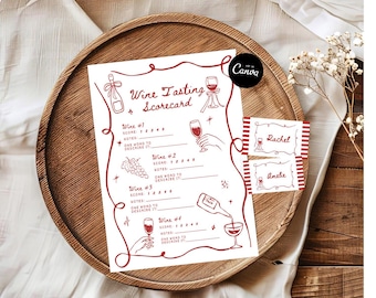 Wine Tasting Score Card Set, Wine Tasting Notes Scorecard, Date Night Ideas, Wine Blind tasting Game, Wine Scoring, Wine Tasting Card Canva