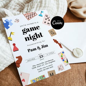 Game Night Party Invitation, Game Night Housewarming Invite, New Home Housewarming Invitation, Editable Template 100% Editable Canva