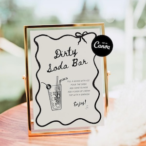Dirty Soda Bar Sign, Summer BBQ Signature Drink Bar Menu, Non Alcoholic Pop Bar Grad Baby Bridal Shower Decor Template Dirty Shirley Bar