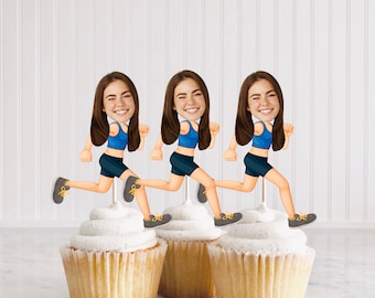 RUNNER Cupcake Topper, Marathon Cupcake Topper, Funny Cupcake Topper, Marathon Running Topper, Marathon Gift, Face Cupcake Topper Printable