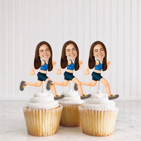 RUNNER Cupcake Topper, Maratón Cupcake Topper, Divertido Cupcake Topper, Maratón Running Topper, Regalo de maratón, Cara Cupcake Topper Imprimible