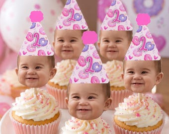 Two Sweet Cupcake Toppers, Donut Grow Up Birthday Party, Donut Cupcake Topper Printable Donut Party, Sweet One Cupcake Toppers, Girl 1st