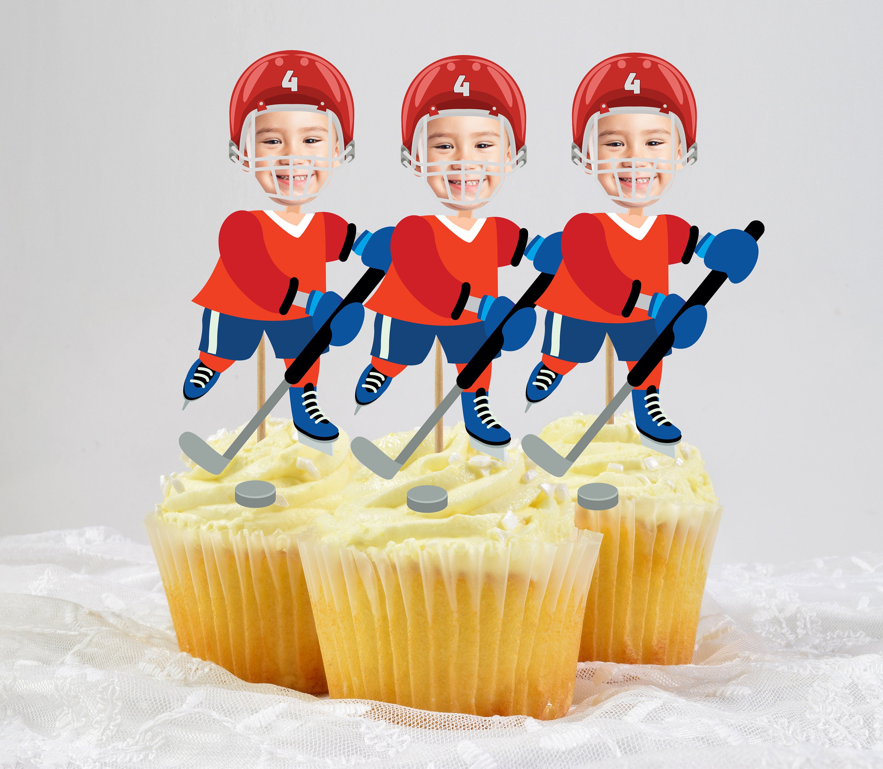 Hockey Cupcake Topper Printable, Hockey Birthday Party Decor, Boy