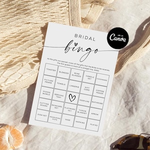 Bingo minimalista para despedidas de soltera, juego de bingo para despedidas de soltera, tarjetas de bingo imprimibles, tarjetas de bingo editables, bingo para despedidas de soltera Canva, juegos para despedidas de soltera