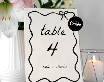 Hand Drawn Table Numbers for Wedding, Whimsical Wedding Table Numbers, Colorful Wedding Table Signs, Handwritten Table Cards Editable DIY