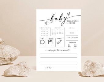 Minimalist Baby Predictions Card, Baby Shower Games Editable, Advice & Wishes for Parents To Be, Baby Predictions and Advice, Baby Template