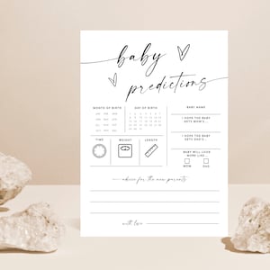 Minimalist Baby Predictions Card, Baby Shower Games, Advice & Wishes for Parents To Be, Baby Predictions and Advice, Baby Template Games