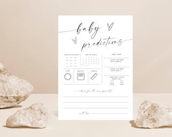 Minimalist Baby Predictions Card, Baby Shower Games, Advice & Wishes for Parents To Be, Baby Predictions and Advice, Baby Template Games