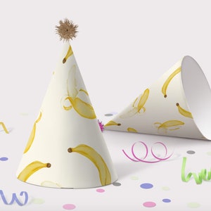 Chapeau de fête de banane imprimable, décorations de fête de banane, chapeaux de fête d'anniversaire d'été tropical enfants, chapeaux de fête de fruits bricolage imprimable image 2