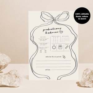 Strik babyshower voorspellingen en advieskaarten, babyvoorspellingen en advies, babyshower leuke activiteitsideeën, lint babyshower coquette