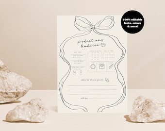 Bow Baby Shower Predictions And Advice Cards, Baby Predictions and Advice, Baby Shower Fun Activity Ideas, Ribbon Baby Shower Coquette