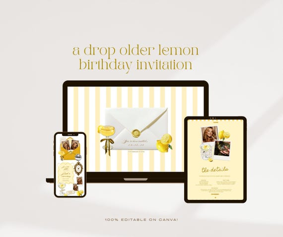 A Drop Older Birthday Invitation, Lemon Birthday Website Invitation Editable Canva, Italian Birthday Invite Any Age Positano 30th 21st 40th