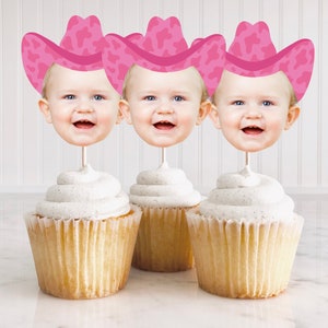 Pink Cowgirl Cupcake Topper Printable, First Rodeo Cupcake Toppers, Girl 1st Rodeo Birthday Decor, Cowgirl Cupcake Toppers Printable DIY