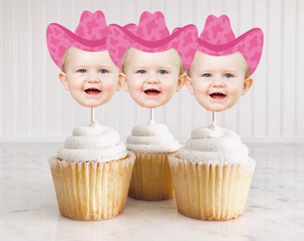 Pink Cowgirl Cupcake Topper Printable, First Rodeo Cupcake Toppers, Girl 1st Rodeo Birthday Decor, Cowgirl Cupcake Toppers Printable DIY