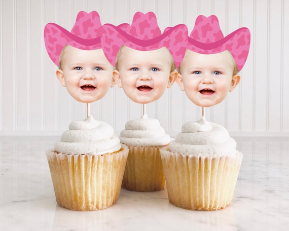 Pink Cowgirl Cupcake Topper Printable, First Rodeo Cupcake Toppers, Girl 1st Rodeo Birthday Decor, Cowgirl Cupcake Toppers Printable DIY