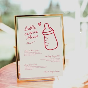 Mocktail Bar Schild, Babyparty Bar Menü Vorlage, Babyparty Getränke Schild, Handgezeichnete Babyparty Beschilderung Handgeschriebenes Flaschen Service Menü