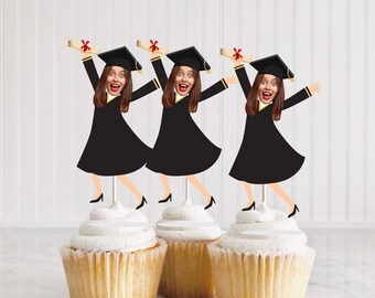 Graduation Cupcake Topper 2026 Digital, Custom Graduation Party Face Toppers, Class of 2026 Decorations, Woman Graduation Gifts, Grad Party