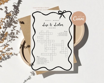 Wedding Crossword Puzzle Sip and Solve Crossword Puzzle Wedding Crossword Template Wedding Games Sip and Solve Crossword Puzzle Template DIY