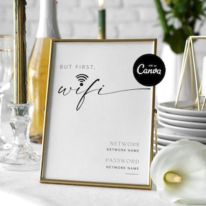 WiFi Password Sign Printable, Editable WiFi Sign Template, Wifi Password Sign, Airbnb Sign, Printable Wifi Sign, Guest Room Internet Sign