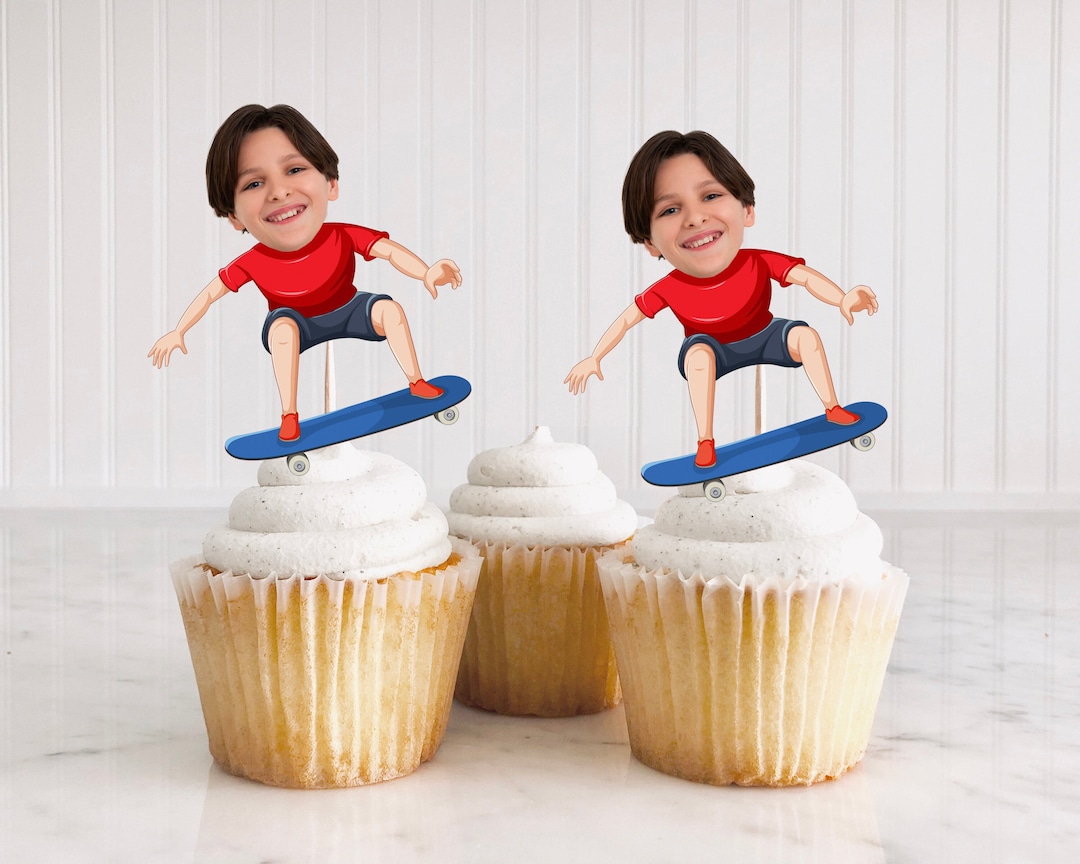 Skateboard Cupcake Topper, Skateboard Birthday Party Decor, Skateboard ...