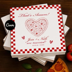 Hochzeit Pizza Box Vorlage, Anpassbare Pizza Box Design, das ist Amore Verlobung Dekor, Italienische Braut Bachelorette Pizza Vorlage Digital