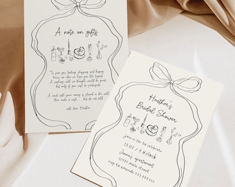 Old Money Bridal Shower Invitation, Ribbon Bridal Shower Invitation Template, Bow Bridal Shower Invitation, Hand Draw Bridal Shower Invite