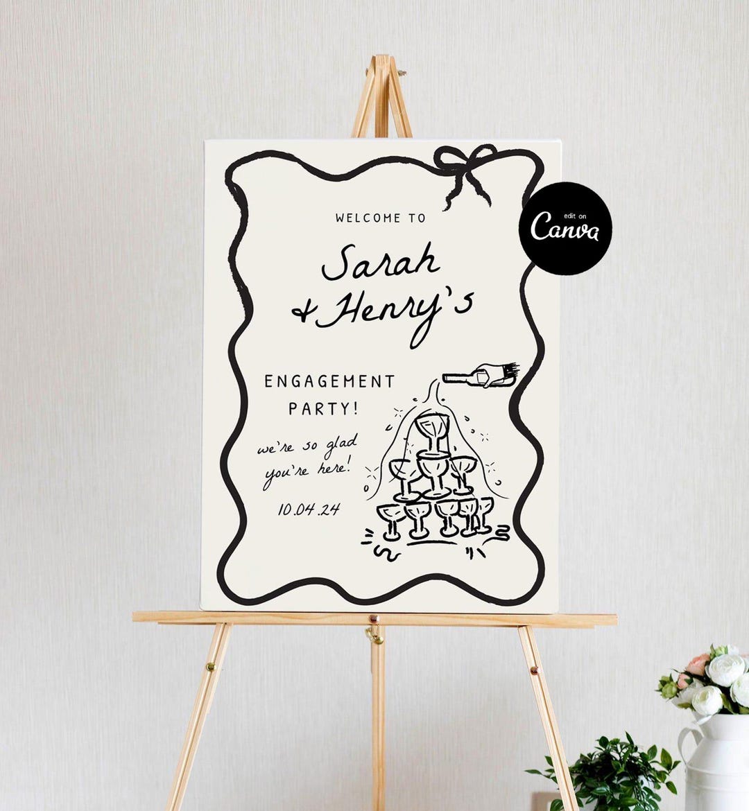 Coversations Welcomesign Whimsical Engagement Welcome Sign, Hand Drawn Welcome Sign Template ...