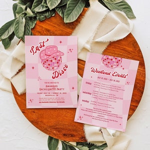 Last Disco Bachelorette Party Template Invitation and Itinerary, Let&#39;s Go Girls Bachelorette Weekend Invite, Last Rodeo Bachelorette Invite