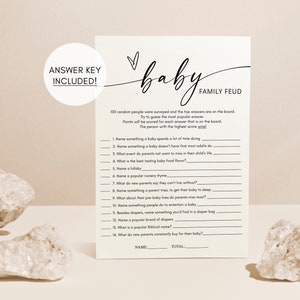 Baby Shower Family Feud Game, Fun Gender Neutral Baby Feud Game, Minimalist Feud Baby Shower Game, Modern Family Feud Baby Shower Game