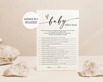 Juego de Baby Shower "Family Feud", Divertido juego de Baby Shower unisex, Juego minimalista de Baby Shower "Family Feud", Juego moderno de Baby Shower "Family Feud"