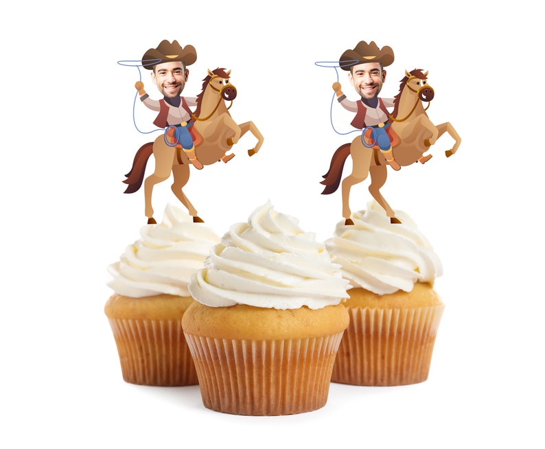 Western Cowboy Cupcake Topper, Saddle up Birthday Decor, Wild West