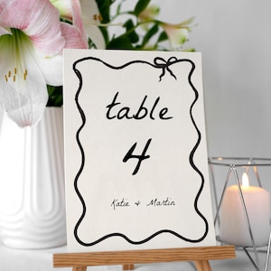 Handgezeichnete Tischnummern für die Hochzeit, wunderliche Hochzeitstischnummern, bunte Hochzeitstischschilder, handgeschriebene Tischkarten bearbeitbar DIY
