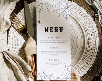 Halloween Party Menu Template, Halloween Wedding Menu, Printable Halloween Dinner Party Menu, Halloween Table Decor, Adult Halloween Party