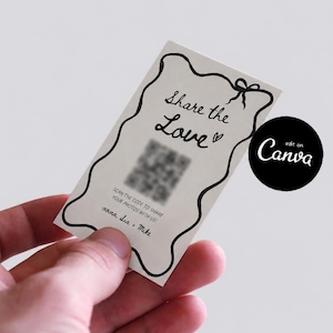 Capture the Love Wedding QR Code Card, Hand Drawn Wedding Photo card, QR code wedding card, Instant Download, Editable Printable Download