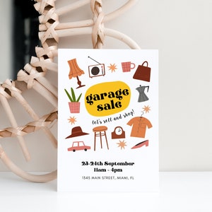 Yard Sale Template, Garage Sale Flyer Template, Yard Sale Multi-Family Poster, Editable, Templett