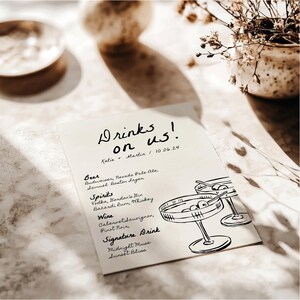 Editable Hand Drawn Bar Meu, Cocktail Menu Template, Handwritten Bar ...