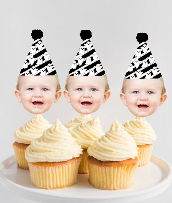 Halloween Cupcake Toppers Printable, Ghost Cupcake Toppers, Little Boo Birthday Decorations, Editable Halloween Cake Toppers with Photo DIY
