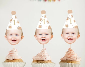 First Trip Around the Sun Cupcake Toppers, Boho Sunshine Birthday Cupcake Toppers, Sun Themed Birthday Toppers, Sunshine Birthday Decor