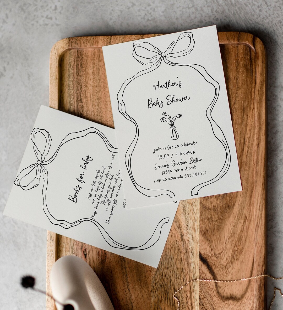 Plantilla de invitación para baby shower con moño, invitación para baby ...