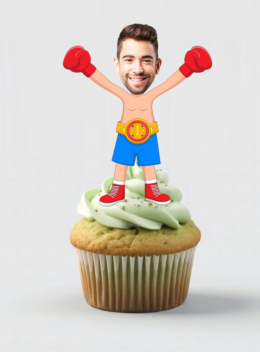 Funny Face Boxer Birthday Cupcake Toppers, BOXER Cupcake Topper ...