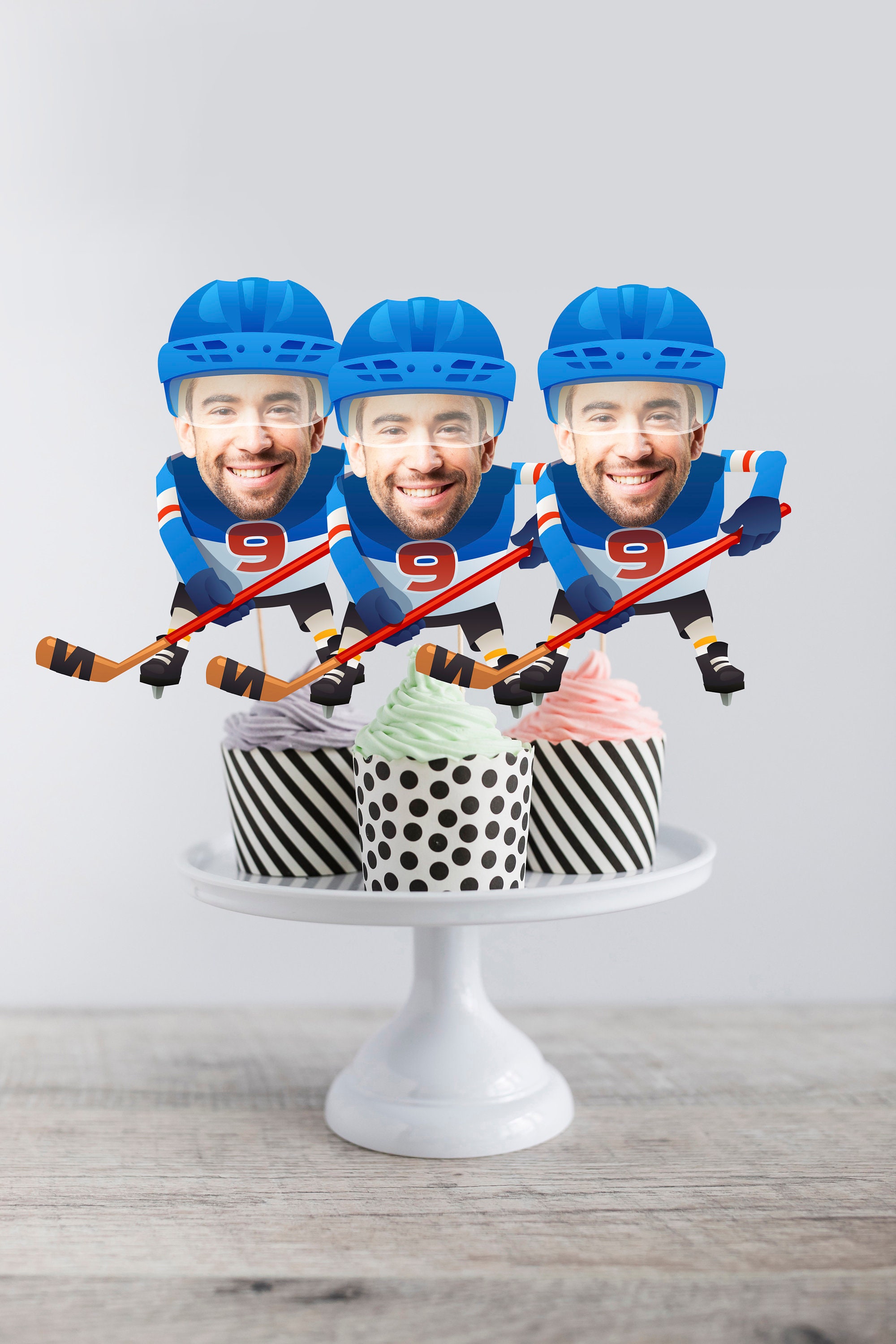 Hockey Birthday Cupcake Topper, Sport Cupcake Topper, Men's Birthday