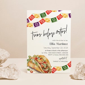 Tacos Before Vatos Bridal Shower Invitation, Let&#39;s Fiesta Bridal Shower Invite Editable, Mexican Fiesta Bachelorette Invite, Editable Evite