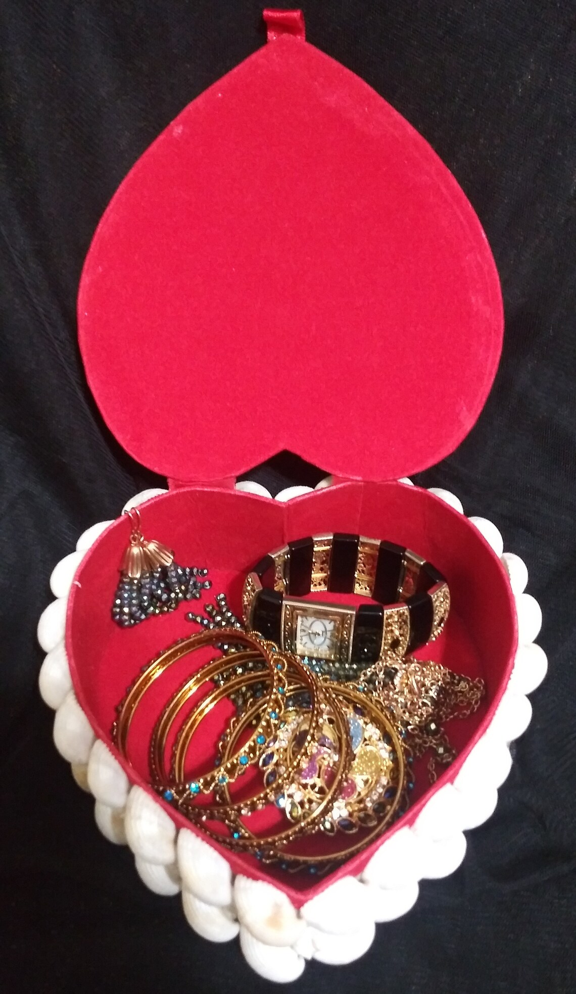 White Clam Shell Jewelry Box Etsy