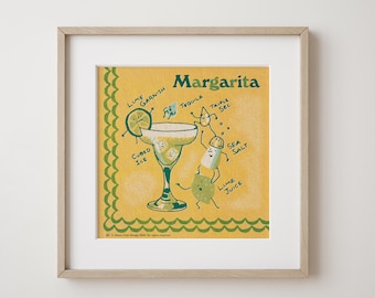 Retro cocktail illustration Digital download vintage bar sign Margarita drink