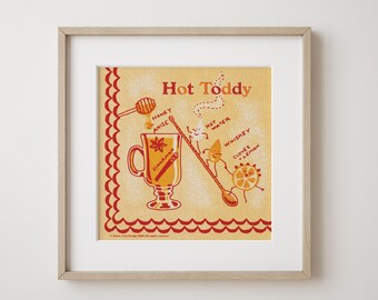 Retro cocktail illustration digital download holiday art vintage bar cart print Hot Toddy drink