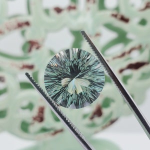 8.20ct Natural Prasiolite Green Amethyst 14mm Round Fancy Quantum Cut Loose Faceted Gemstone