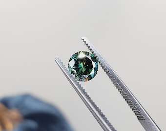 Dark Green Moissanite .85ct 5.5mm Round Loose Faceted Gemstone