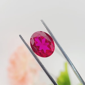 3.70ct Lab Created Ruby 11x9mm Oval Loose Faceted Gemstone